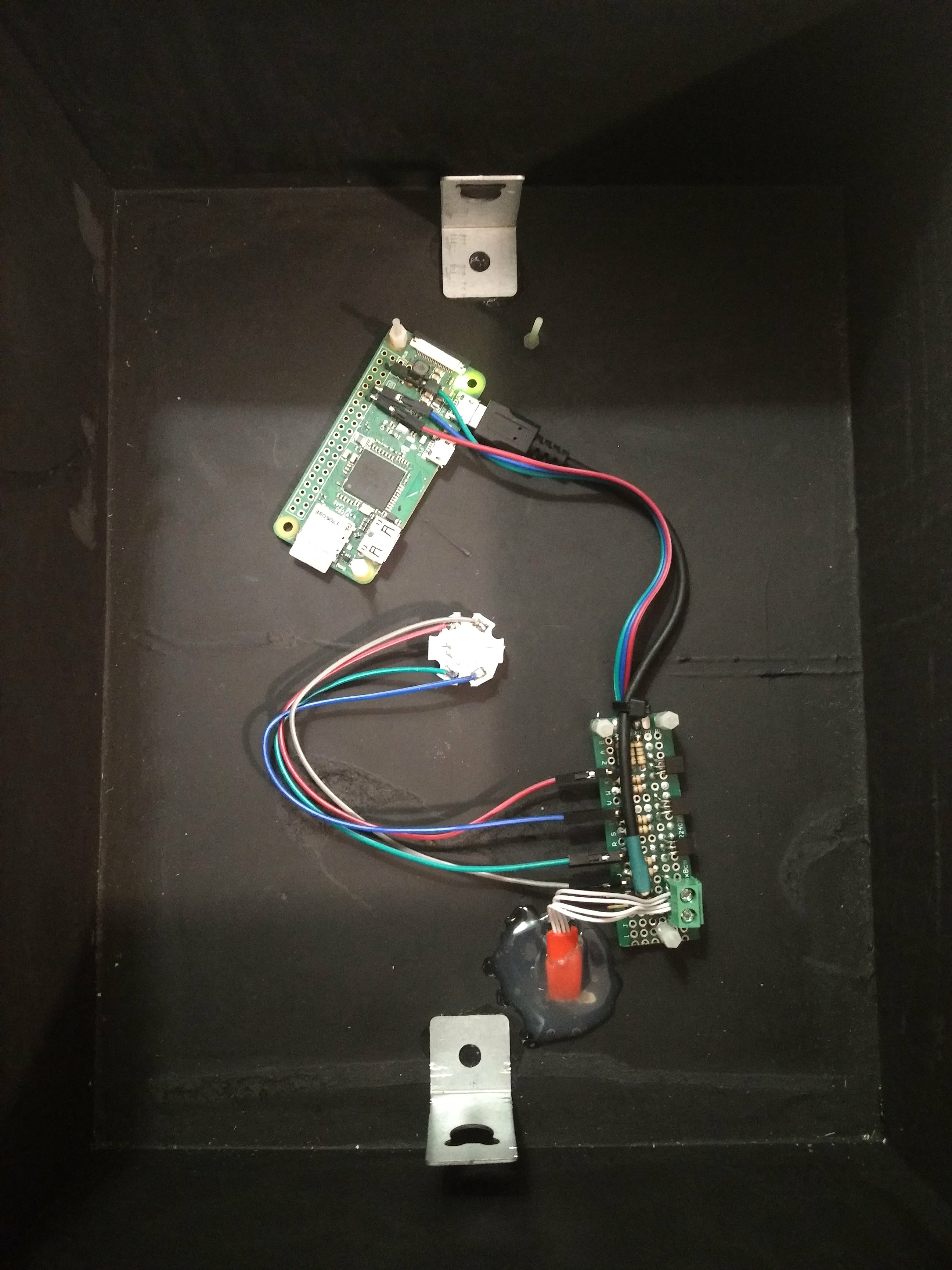 electronics mounted inside the box